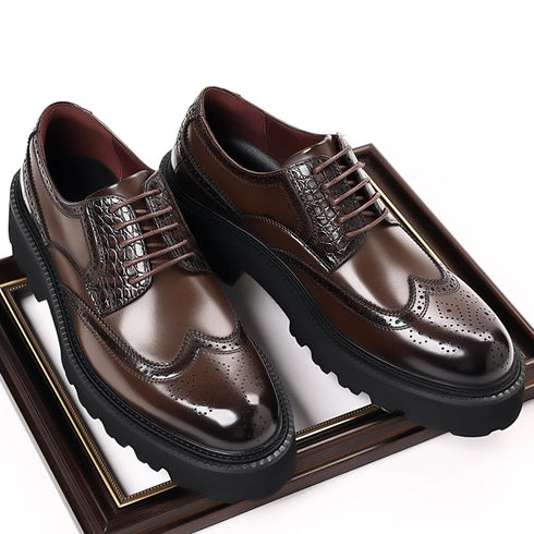 Mens Derby Shoes Height Increase Formal Dress Footwear Casual Leather Oxford Shoes